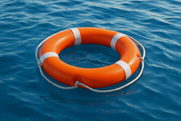 life buoy on the sea oil painting style illustration 