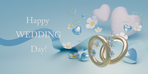Congratulation On Your Wedding Day. 3d render illustration. 