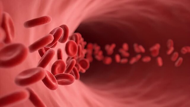 Red Blood Cells Flowing Through Vein or Artery