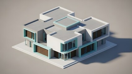 Stylish architectural model featuring a modern house with flat roofs