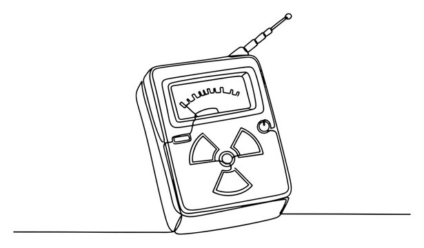Continuous one line drawing of a Geiger counter device for radiation measurement
