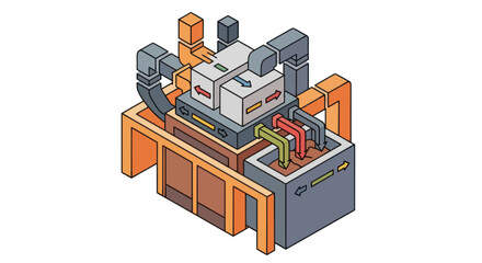 Obraz premium Isometric illustration of industrial machinery components.