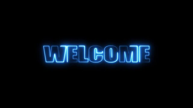 neon text welcome Isolated on Black Background Neon Welcome Text Glowing and Isolated on Black Background for Digital Interface, Event, and Social Media Visual