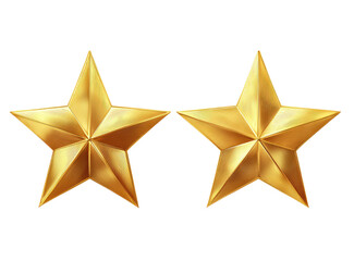 Fototapeta premium Two golden stars, sharply detailed, against a black background