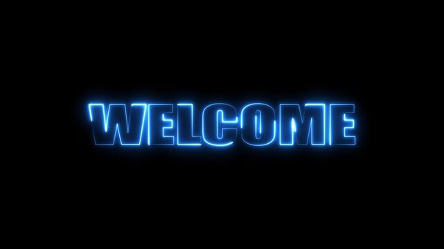 neon text welcome Isolated on Black Background Neon Welcome Text Glowing and Isolated on Black Background for Digital Interface, Event, and Social Media Visual
