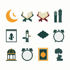 Obraz premium Minimal black Ramadan checklist icon vector set on white background