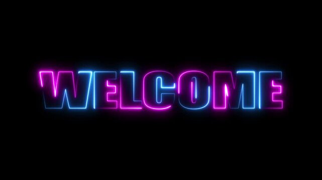neon text welcome Isolated on Black Background Neon Welcome Text Glowing and Isolated on Black Background for Digital Interface, Event, and Social Media Visual