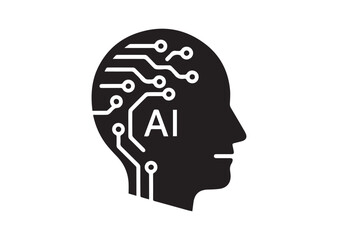 Artificial intelligence AI pictogram Icon, Editable Solid Vector Illustration