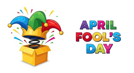 April fools day prankster jester crown surprise box image