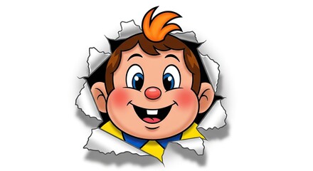April fools' day cartoon boy with mischievous grin on face