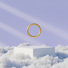 abstract The Cloud Pedestal  purple background, showcase for product