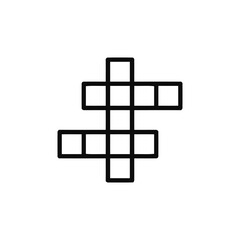Obraz premium Crossword puzzle grid with black squares and empty cells forming intersecting words for brain teaser and word game concept in simple outline design