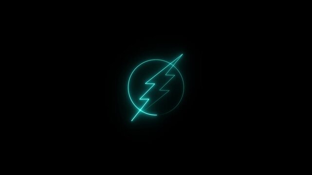 Power Icon Animation. neon Electric Icon Animation With Glowing Circle, Light Energy Ecology on the Background,4k video..