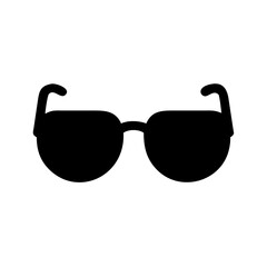 Single sunglasses icon, flat vector design, solid black color representing summer and style on white background.