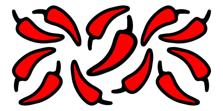 
Red hot peppers small on a white isolated background. Banner vector horizontal