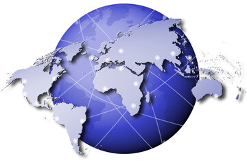 Png  Trasparente. Connessione, comunicazione intorno al mondo. Collegamento globale fra nazioni e continenti. Concetto. © massimo_g