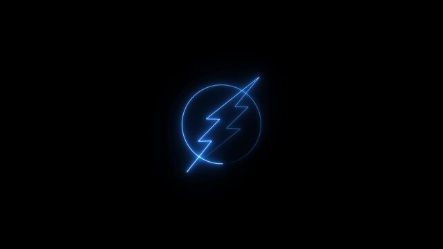 Power Icon Animation. neon Electric Icon Animation With Glowing Circle, Light Energy Ecology on the Background,4k video..