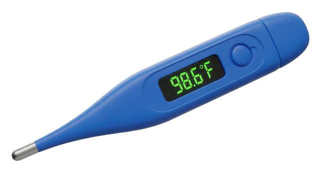 Blue Digital Thermometer 98.6 Degrees Fahrenheit