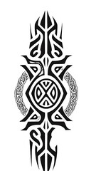 ornate celtic knot tribal totem tattoo design with interlocking circles