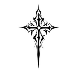 Gothic Ornamental Cross Tattoo Design with Sharp Bladed Edges