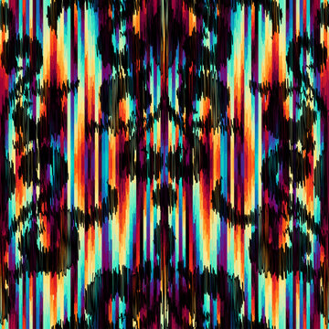 Ikat, Adras seamless ethnic pattern. Uzbekistan, Tajikistan, Boho, Asia. Vector Illustration for greeting cards, printing for textile design, wallpaper, surface