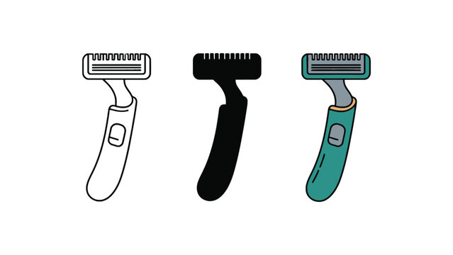 Three different razors for shaving on white background