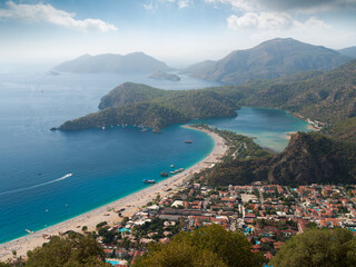 Fototapeta premium Muğla, Türkiye - A magnificent view of Ölüdeniz from Montana Hill. Türkiye's Mediterranean coast.