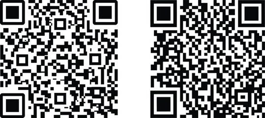 Fototapeta premium Two black qr codes on a white background for scanning and linking to digital content online
