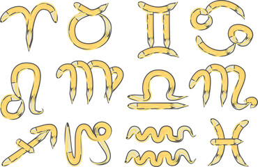 yellow golden colorful creative pattern horoscope signs