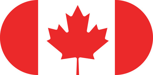 Fototapeta premium Red maple leaf on white background with red vertical bars Canada flag national symbol