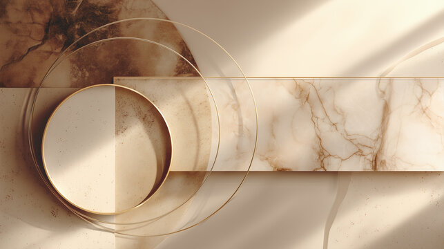 Elegant Luxury Abstract Interior Background with Marble and Circular Forms