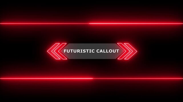 Animation of HUD elements with text Futuristic Callout. Animate a white callous for text. HUD elements on black background. Futuristic callout titles. Virtual sci fi textbox for HUD. 4k video