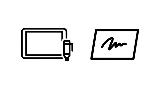 Icons for Note Taking: Whiteboard with Marker and a Page with a Signature