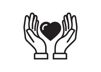 Obraz premium Healthcare Hands Holding Heart Icon, Editable Solid Vector Illustration