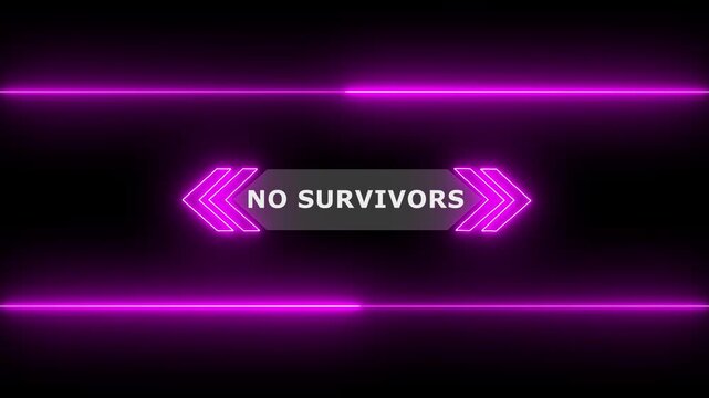 Animation of HUD elements with text No Survivors. Animate a white callous for text. HUD elements on black background. Futuristic callout titles. Virtual sci fi textbox for HUD, 4k video