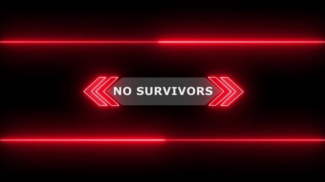 Animation of HUD elements with text No Survivors. Animate a white callous for text. HUD elements on black background. Futuristic callout titles. Virtual sci fi textbox for HUD, 4k video
