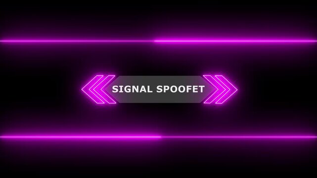 Animation of HUD elements with text Signal Spoofed. Animate a white callous for text. HUD elements on black background. Futuristic callout titles. Virtual sci fi textbox for HUD.
