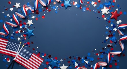 Obraz premium Labor day background with patriotic american flag and star decorations