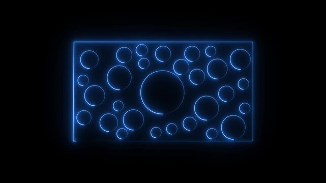 Glowing neon blue color circle frame with neon eclipse circle frame background icon animation circular loading rotation smooth footage game party effect round on black background. 4k motion vedeo..