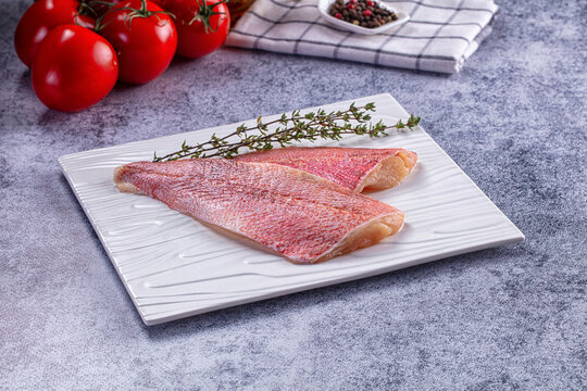 Raw red sea perch fillet