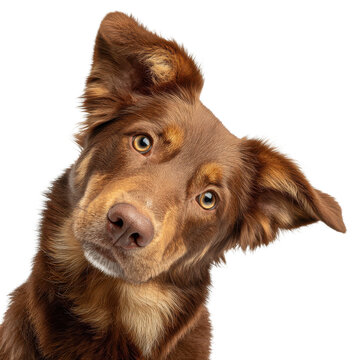Dog tilts head while looking at the camera in a bright indoor space during daylight hours