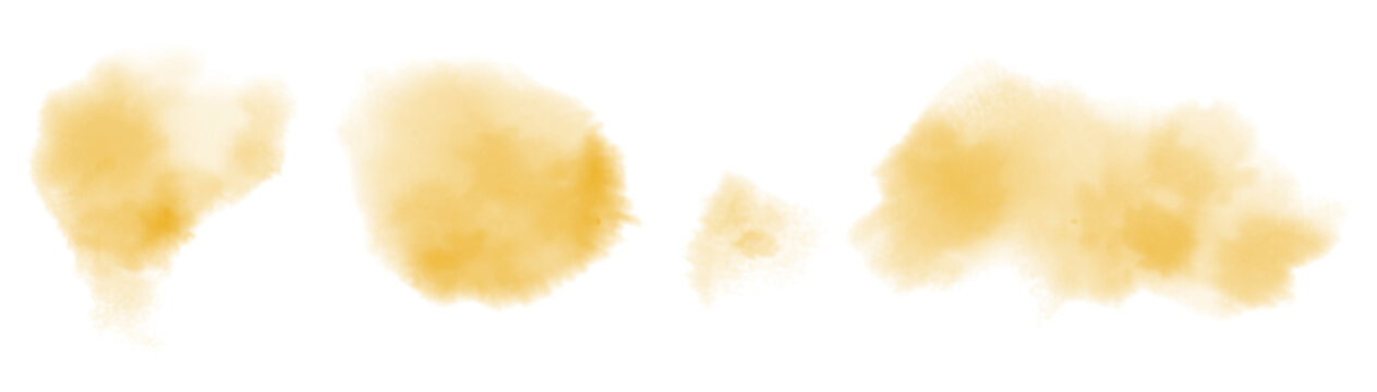 Watercolor stain decoration. yellow brown colored splatter brush