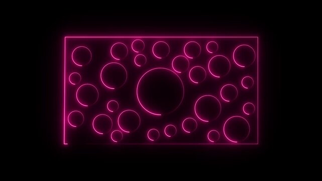 Glowing neon blue color circle frame with neon eclipse circle frame background icon animation circular loading rotation smooth footage game party effect round on black background. 4k motion vedeo..