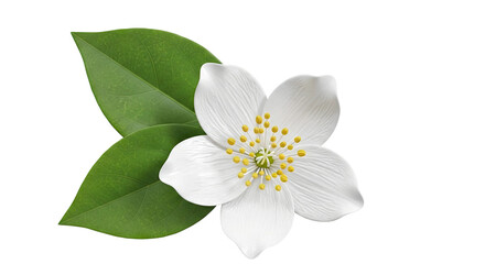 White Flower with Green Leaves