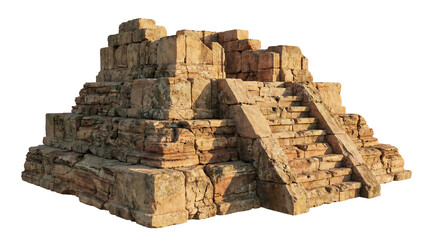 Ancient stone temple ruins structure isolated on transparent background