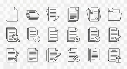 Fototapeta premium Document Icons Set: Paperwork, File Management, and Office Tasks