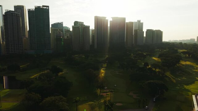 Cinematic drone reveals tranquil contrast of nature and progress in BGC skyline