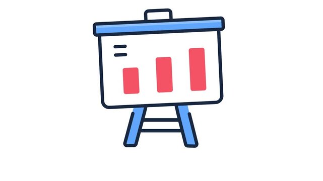 Presentation board animated icon, business reports, sales pitch, and marketing
