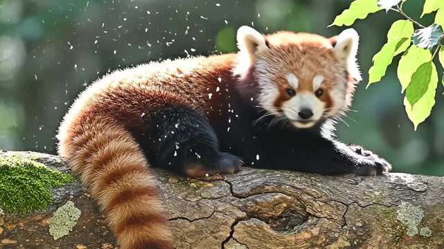 red panda on a tree