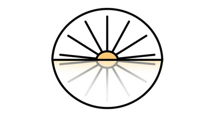 Sunburst design with black lines and orange center on white background